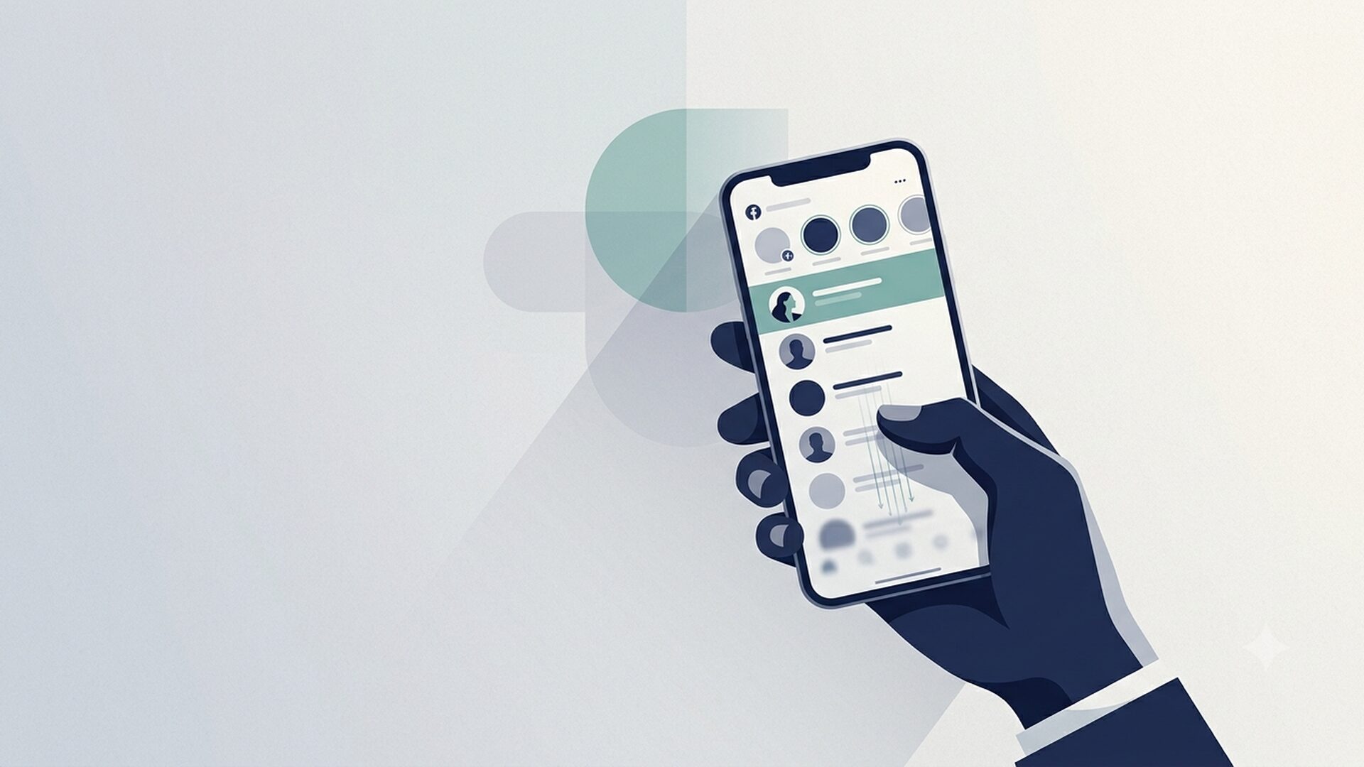 Facebookのストーリーズのビューワーリストをスマートフォンでスクロールしている様子