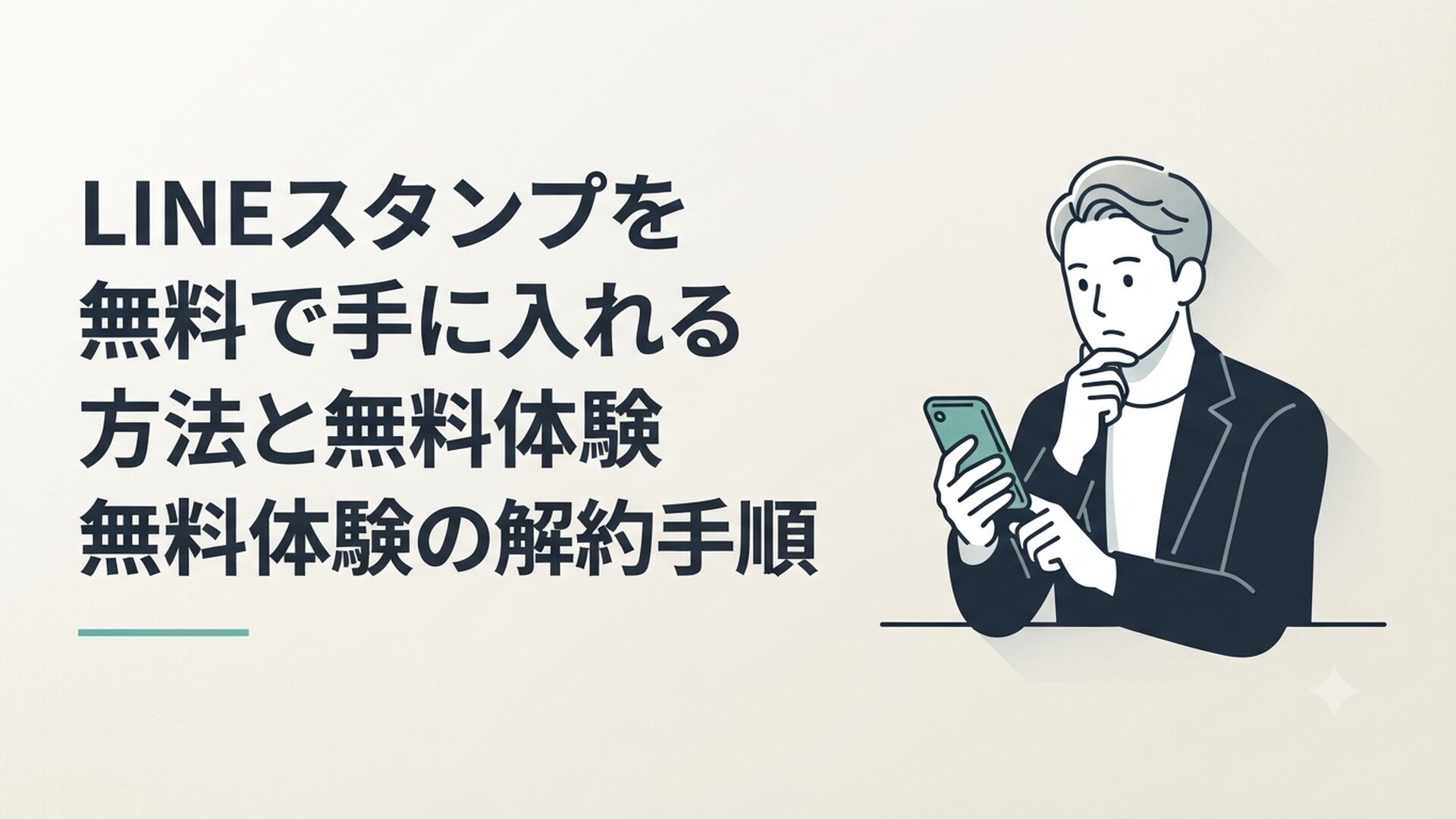 スマホでLINEアプリのプレミアム解約画面を確認しながら考え込む40代男性