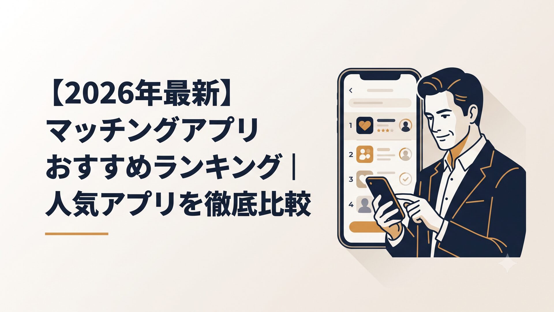 スマホでマッチングアプリの比較ランキングを眺める40代男性