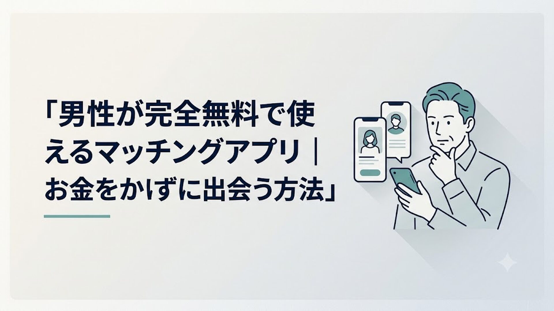 スマホでマッチングアプリの画面を見比べながら考える40代男性