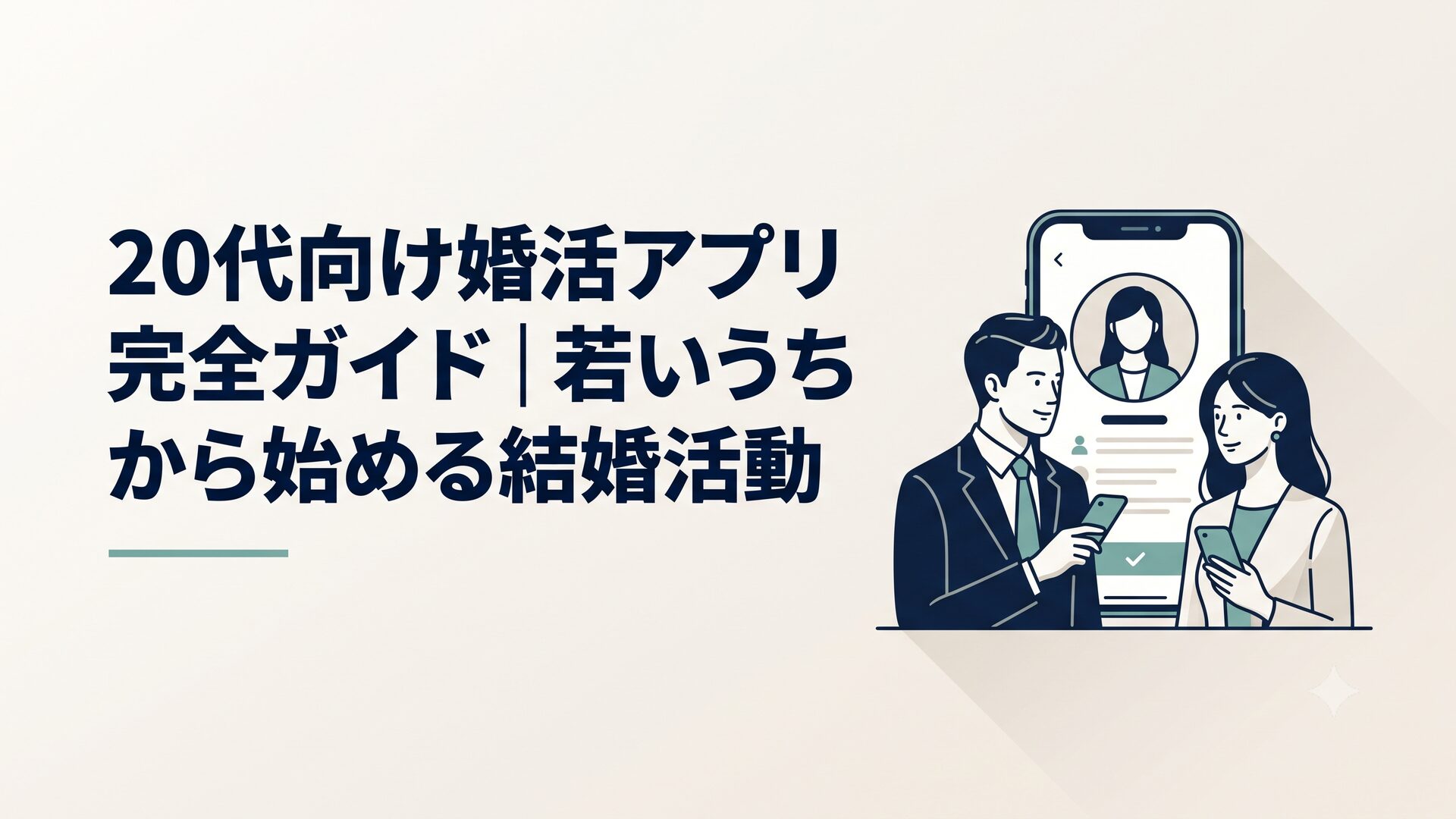 スマホで婚活アプリのプロフィール画面を見ている20代の男女
