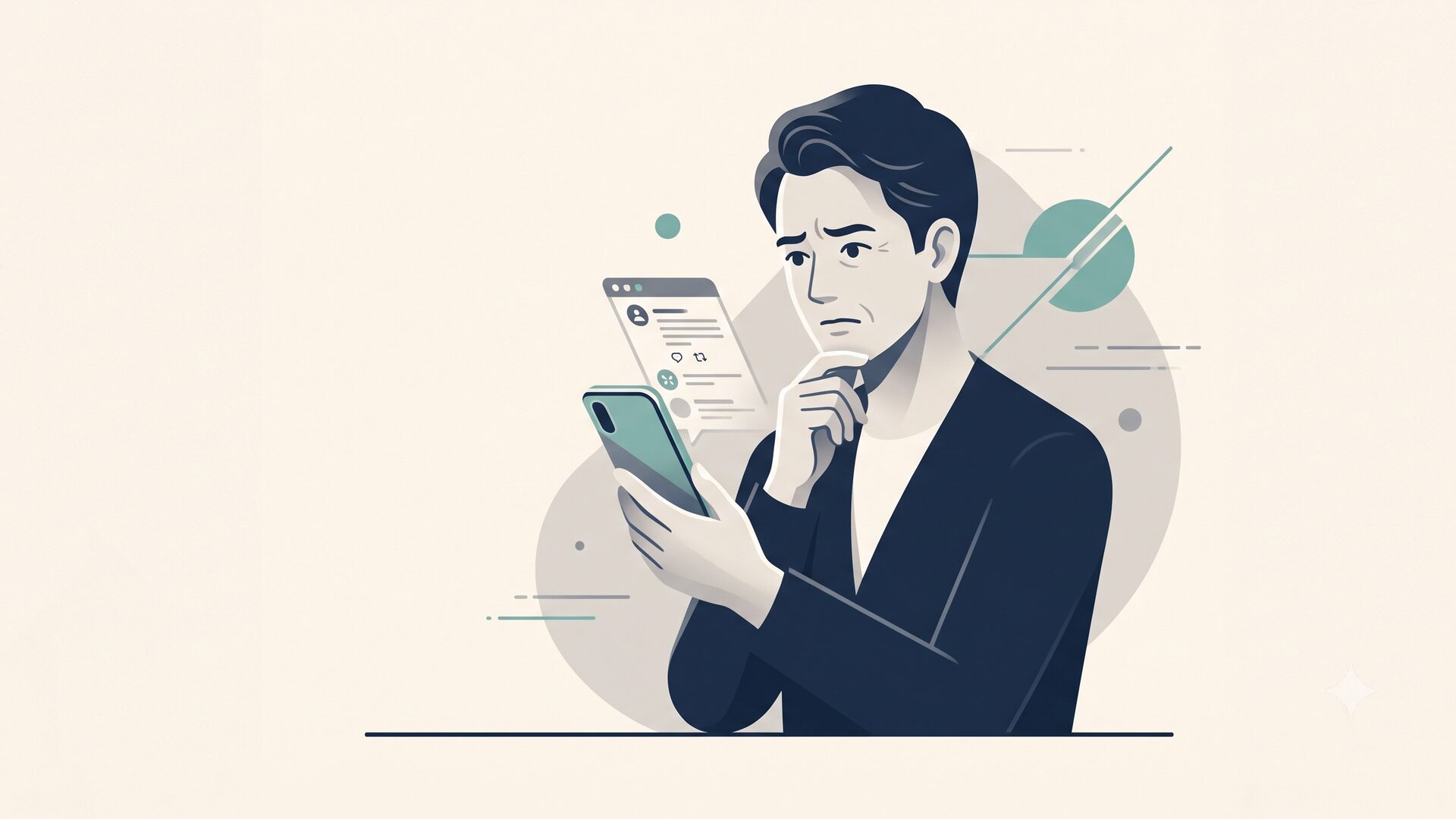 スマホでSNSを見ながら困惑する中高生のシーン